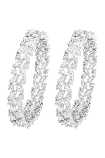 Rhodium Plated White Bangle Set 