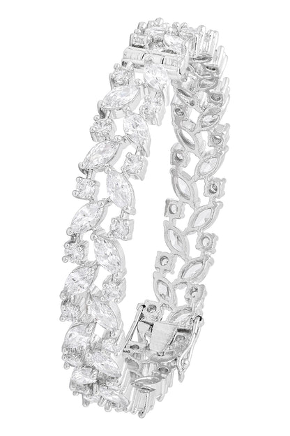 Rhodium Plated White Bangle Set 
