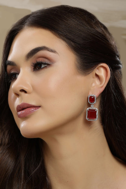 Doublet Red Earrings 
