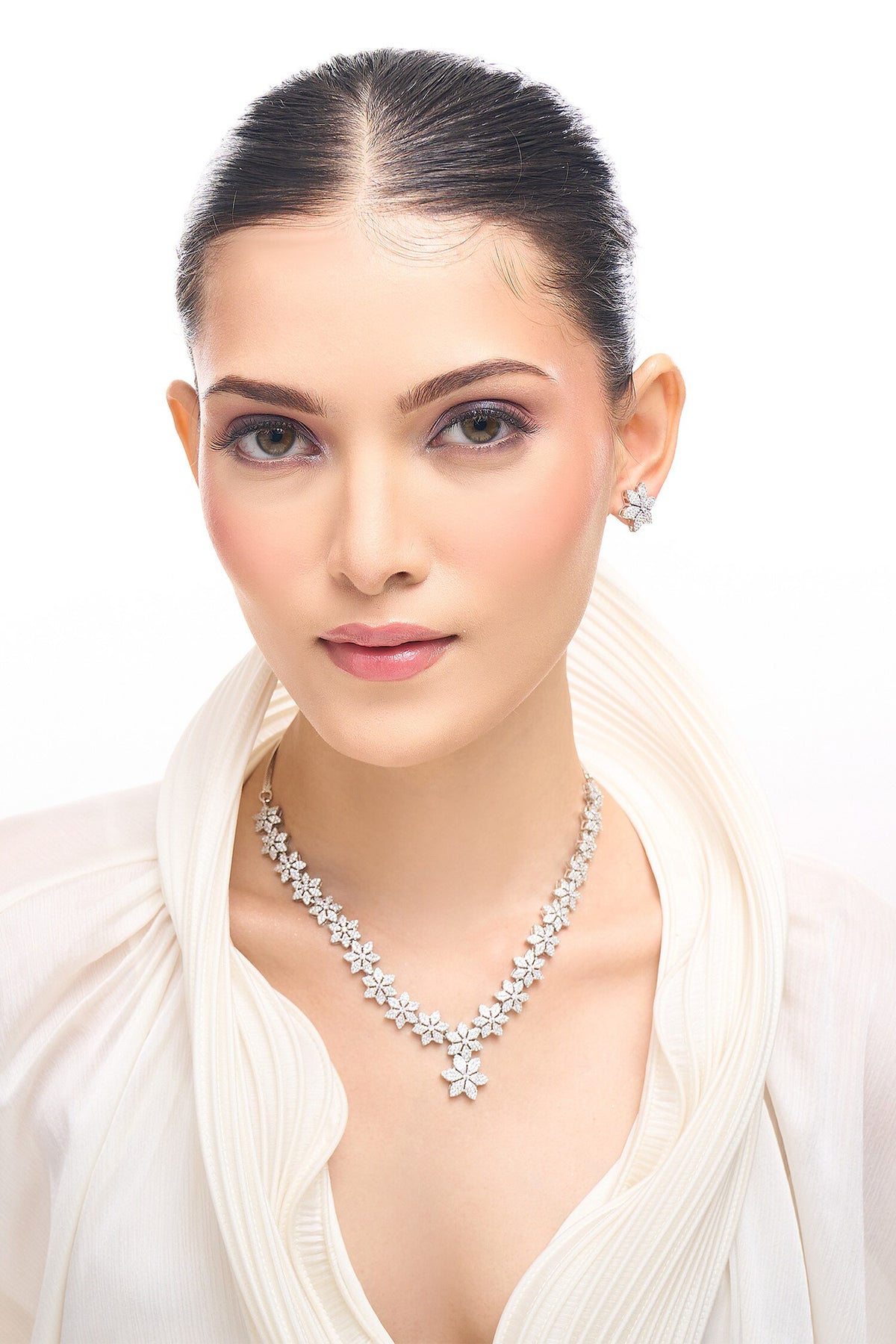 White American Diamond Necklace & Earring Set 