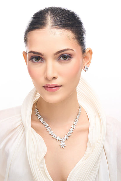 White American Diamond Necklace & Earring Set 