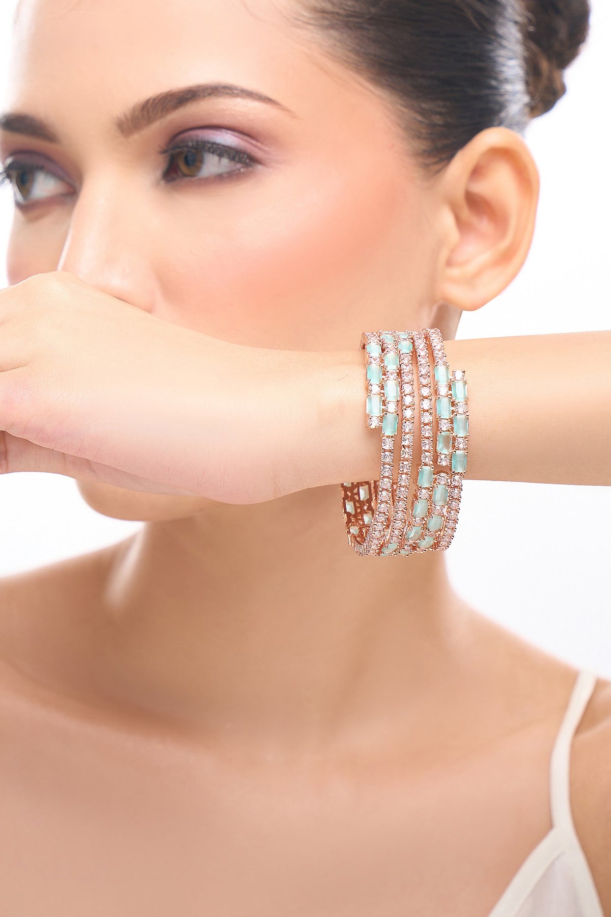 Rose Gold Aqua Bangles Set of 4 