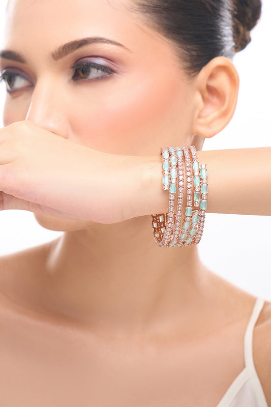 Rose Gold Aqua Bangles Set of 4 