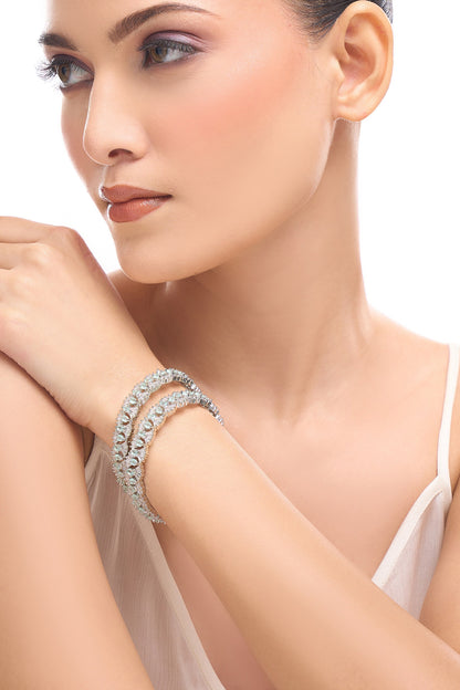 Silver Aqua American Diamond Bangles 