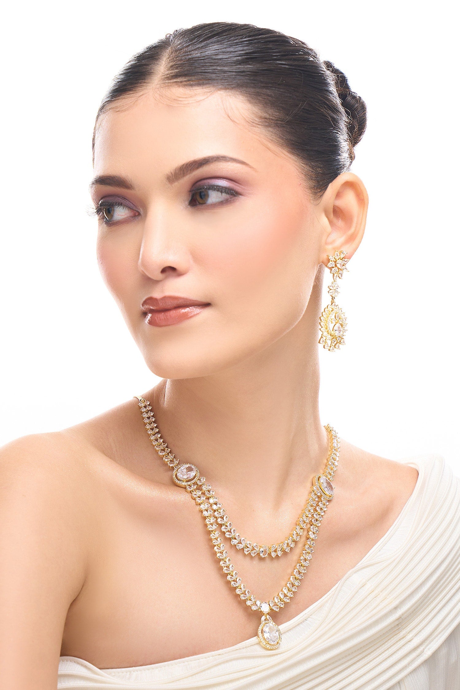 White American Diamond Jewelry Set 