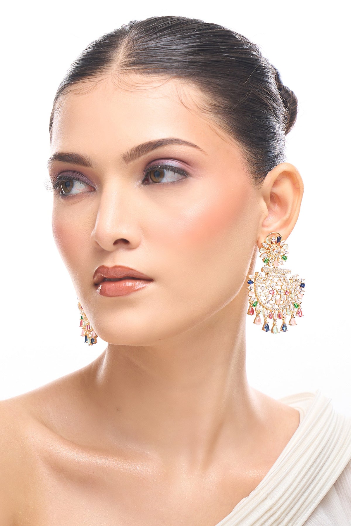 Multi Color American Diamond Earrings 