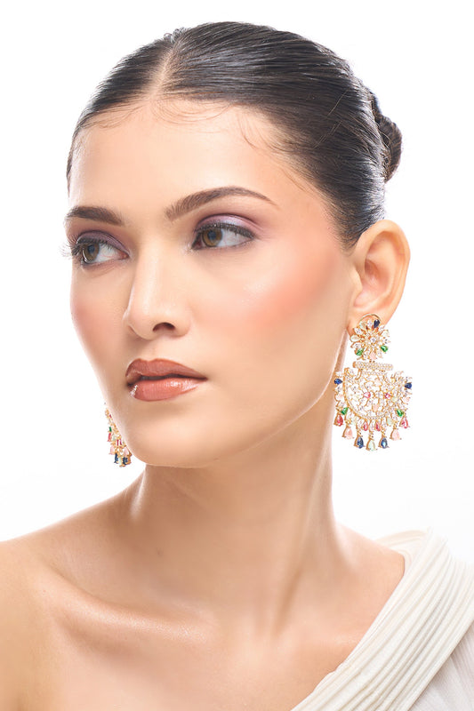 Multi Color American Diamond Earrings 