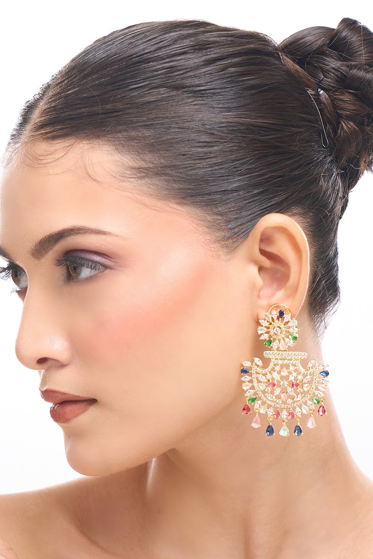 Multi Color American Diamond Earrings 