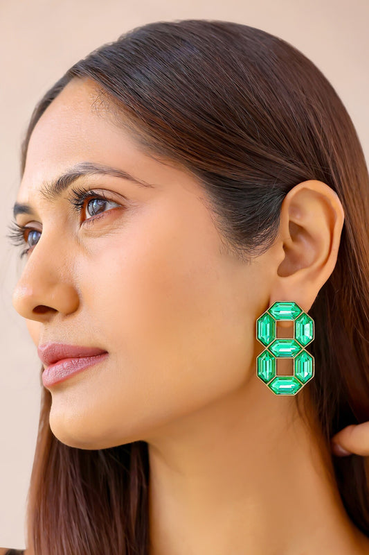 Emerald Green Swarovski Stud Earrings 