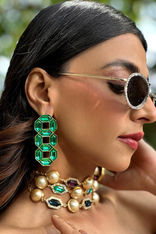 Emerald Green Swarovski Stud Earrings 
