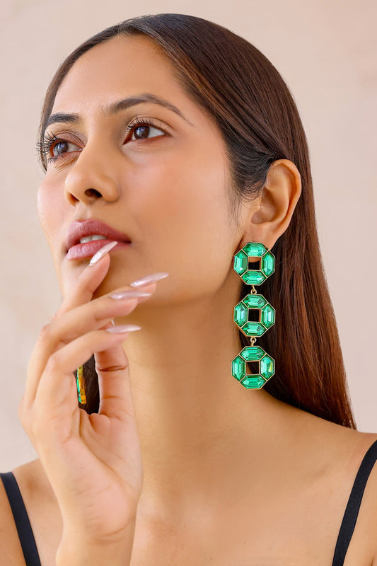 Emerald Green Crystal Danglers 