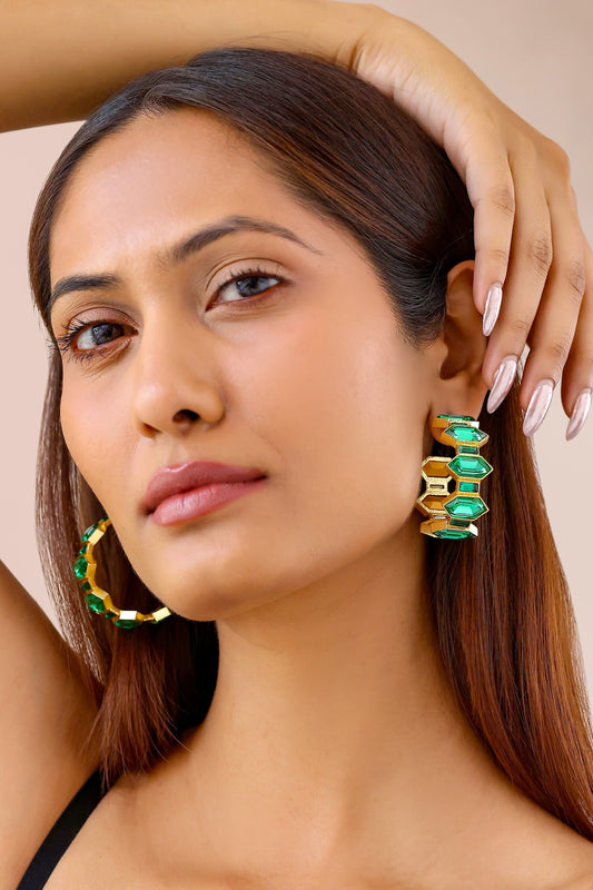 Cavana Hoops with Emerald Crystals 