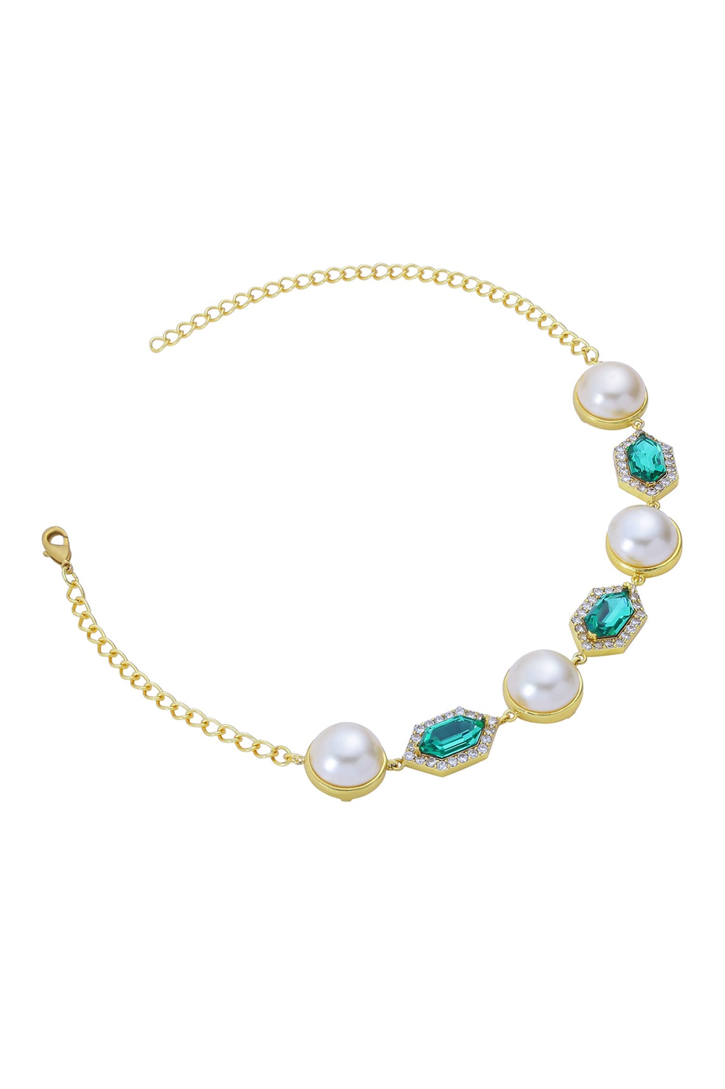 Emerald Crystal Pearl Choker 