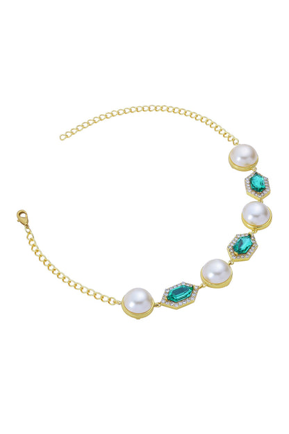 Emerald Crystal Pearl Choker 