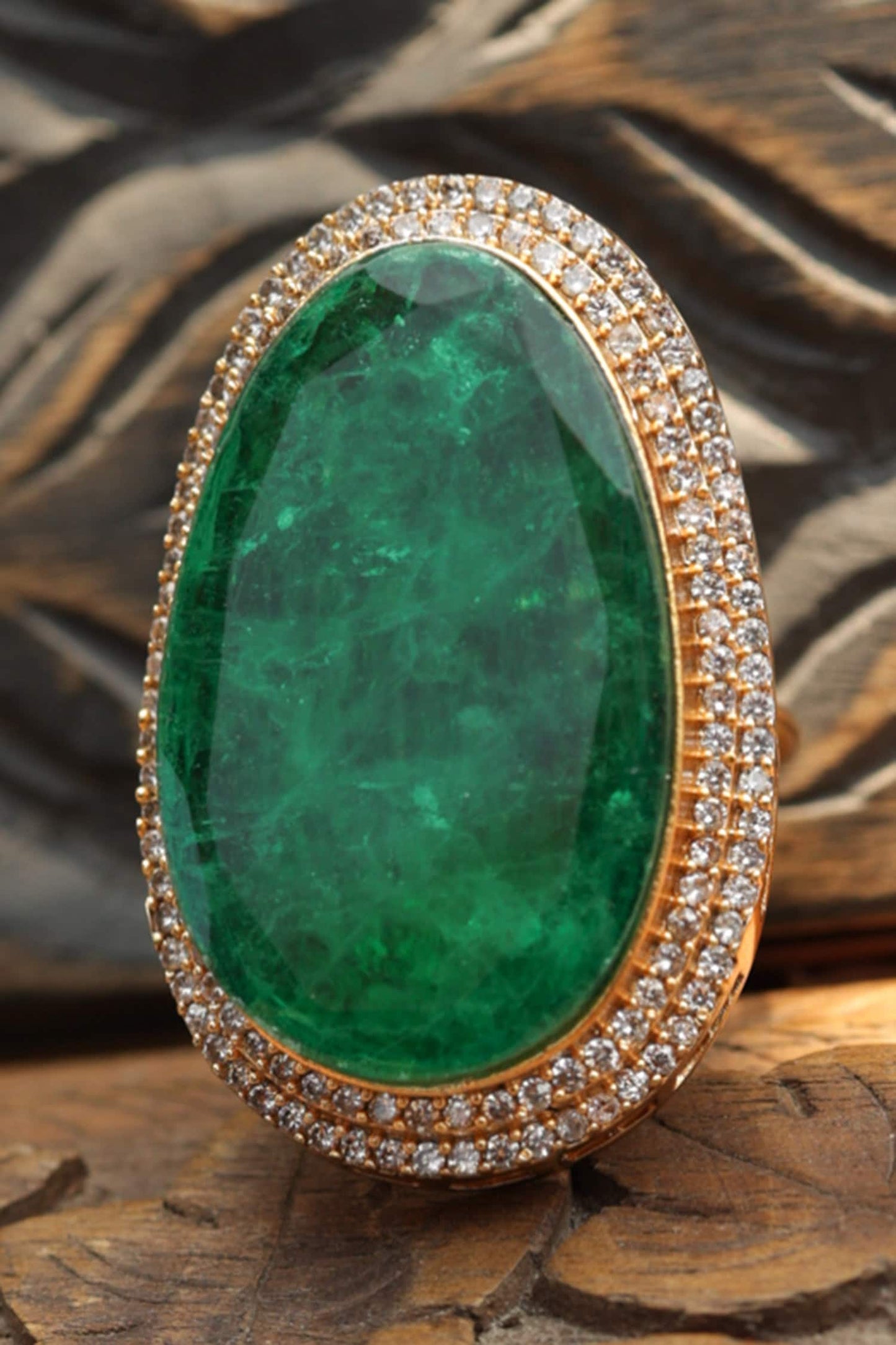 Green Doublet Stone Statement Ring 