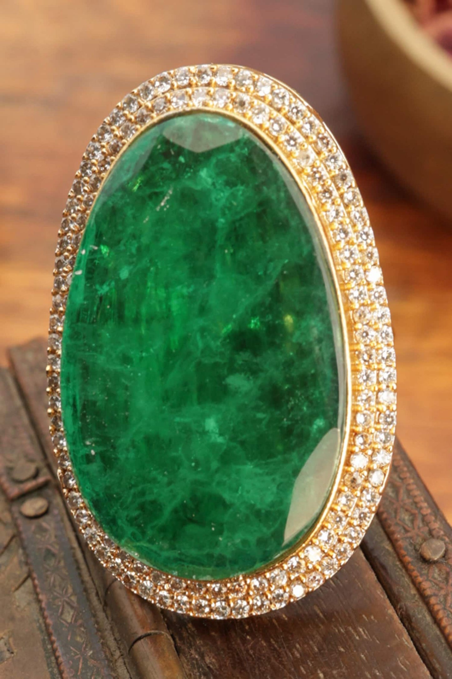 Green Doublet Stone Statement Ring 