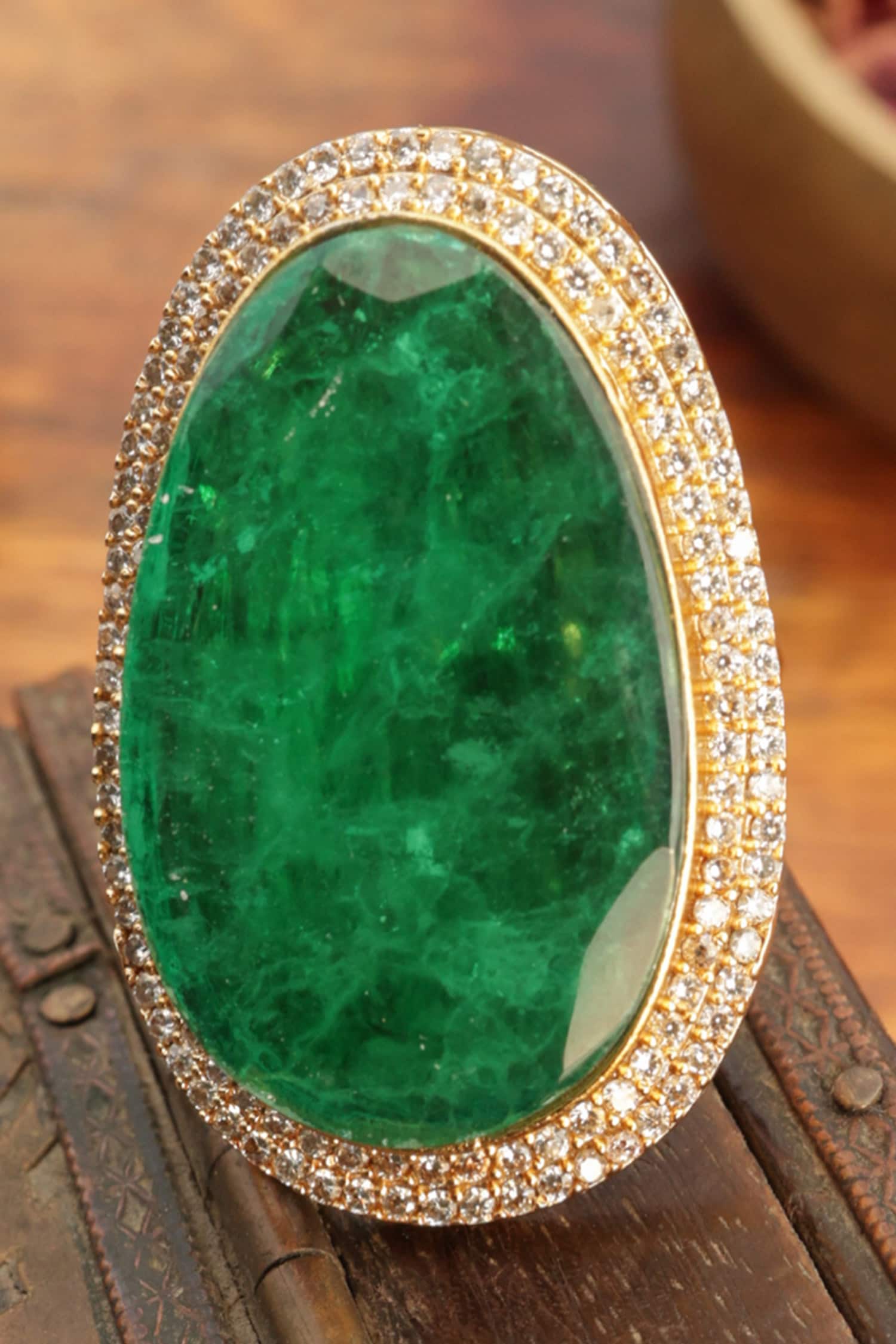 Green Doublet Stone Statement Ring 