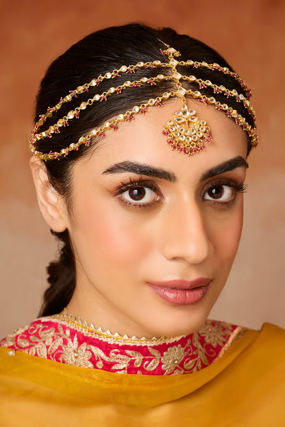 Pink Kundan Mathapatti 