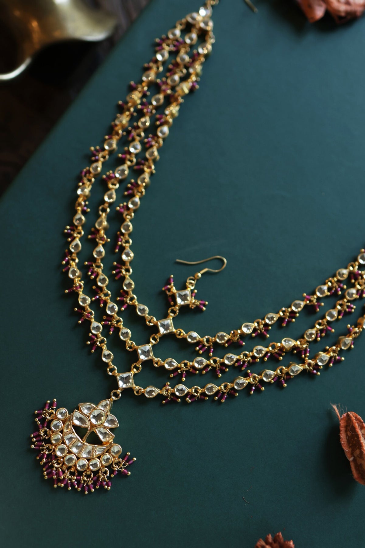 Pink Kundan Mathapatti 