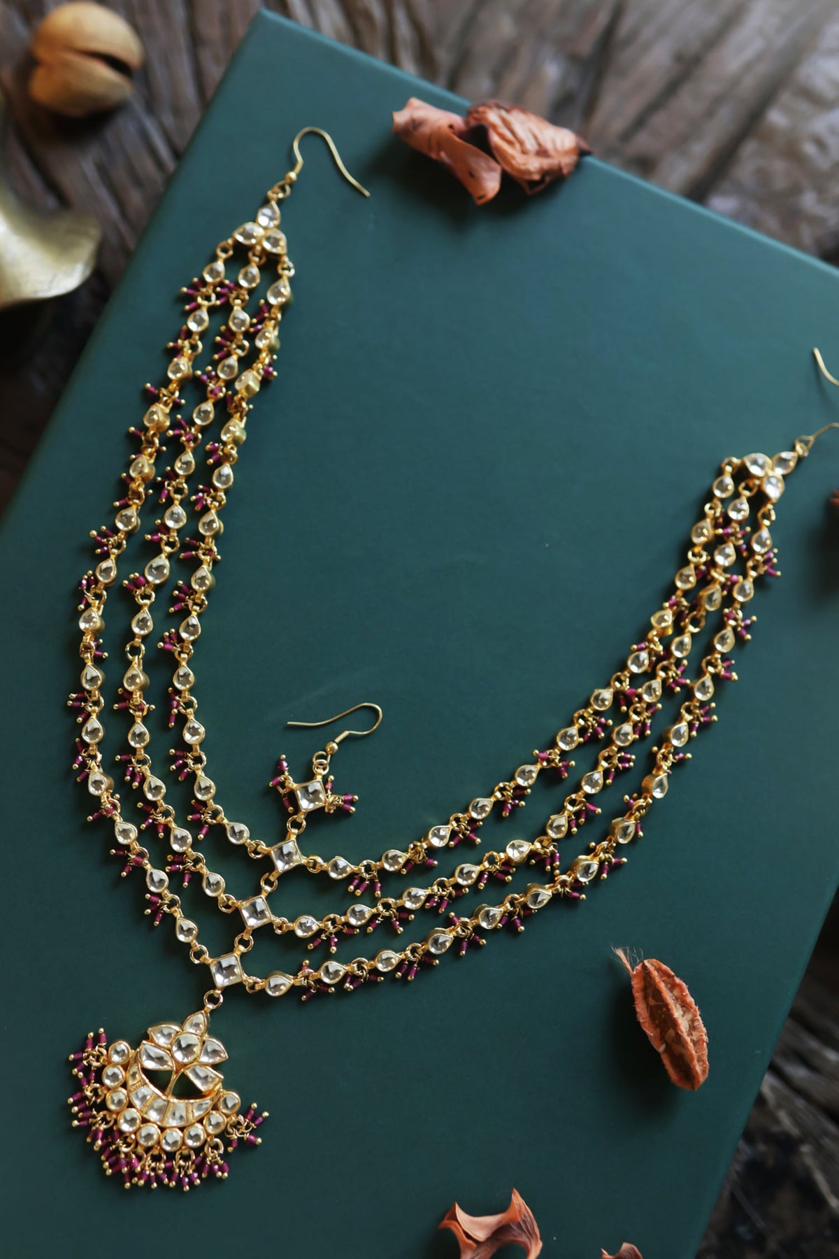 Pink Kundan Mathapatti 