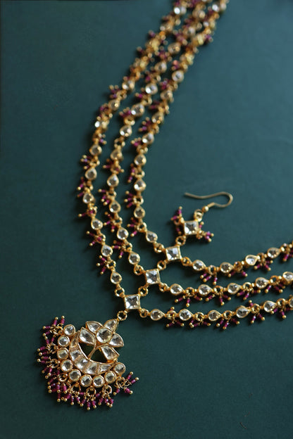 Pink Kundan Mathapatti 