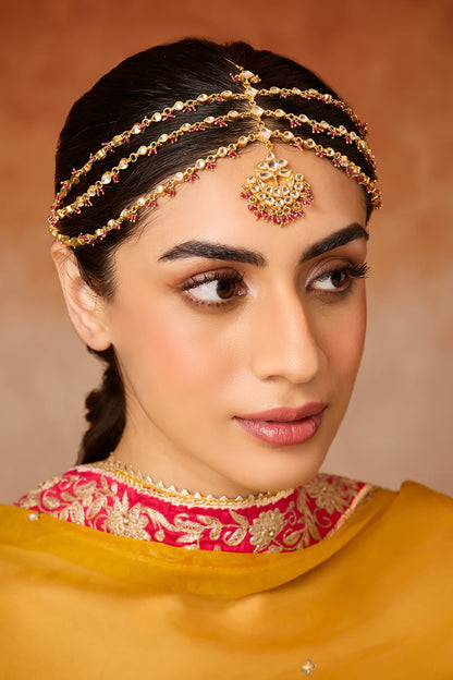 Pink Kundan Mathapatti 