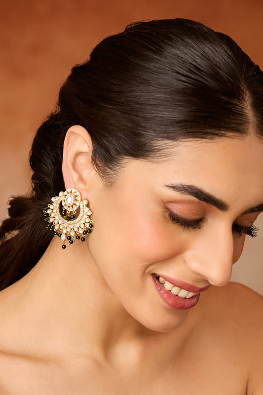 Green Polki Earrings 