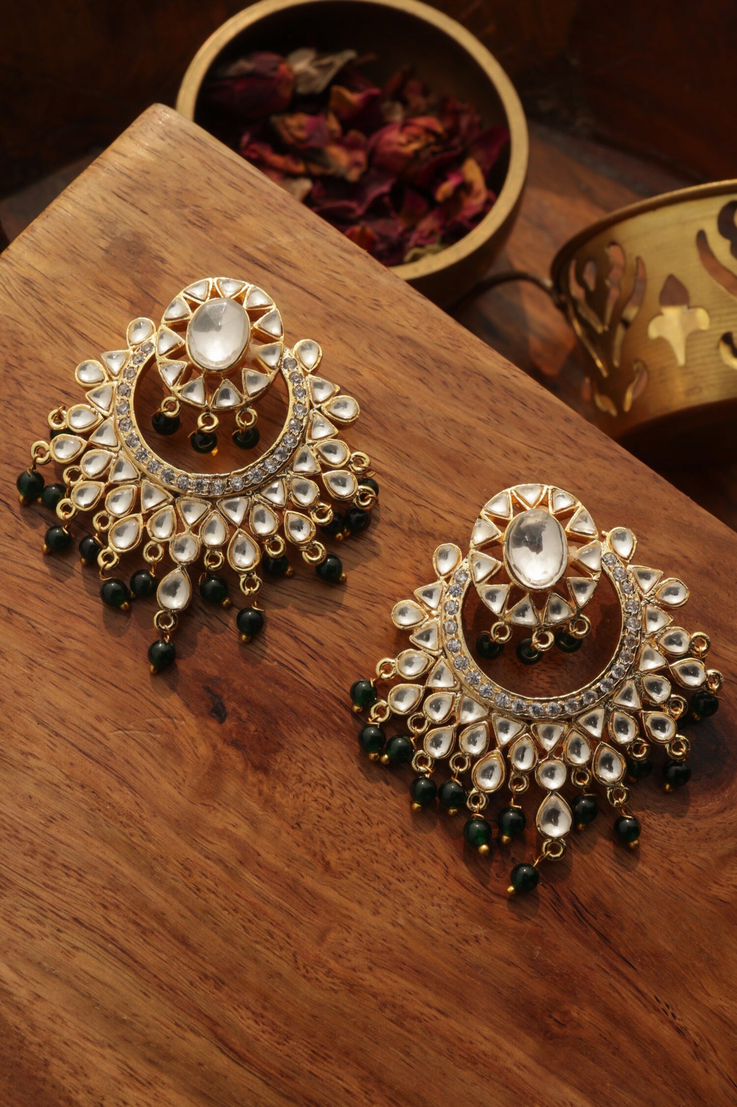 Green Polki Earrings 