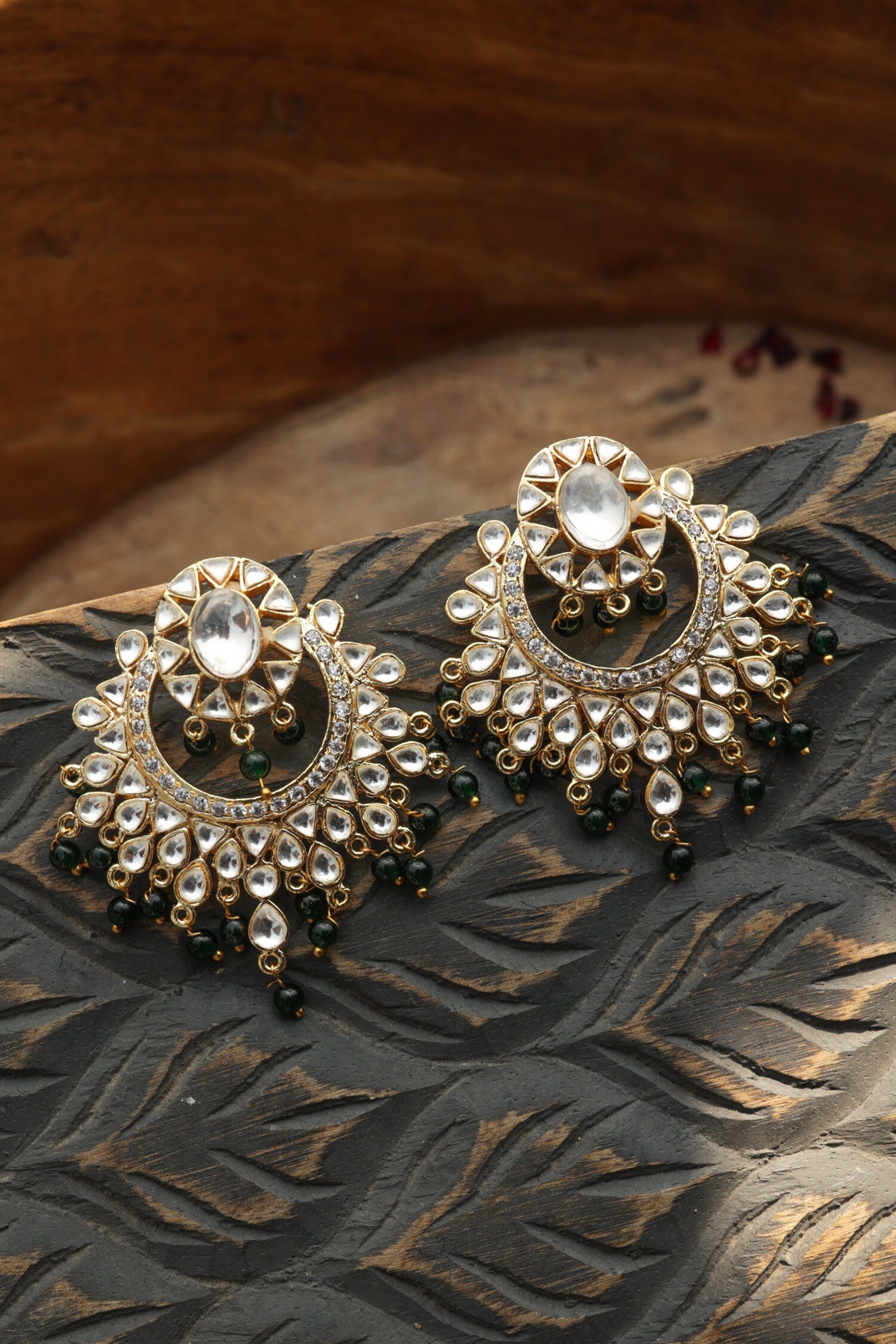 Green Polki Earrings 