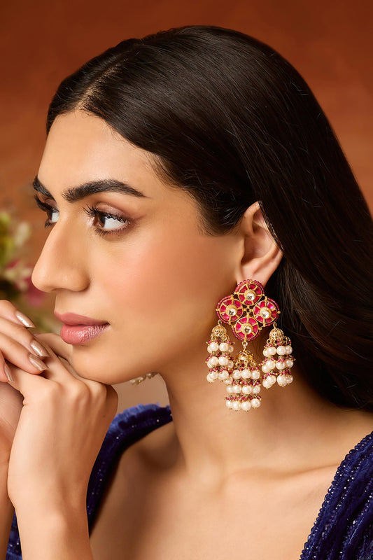 Red Kundan Earrings 