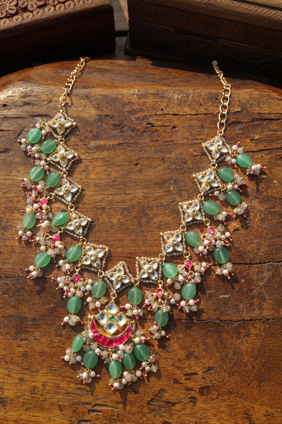 Mint Kundan Necklace 