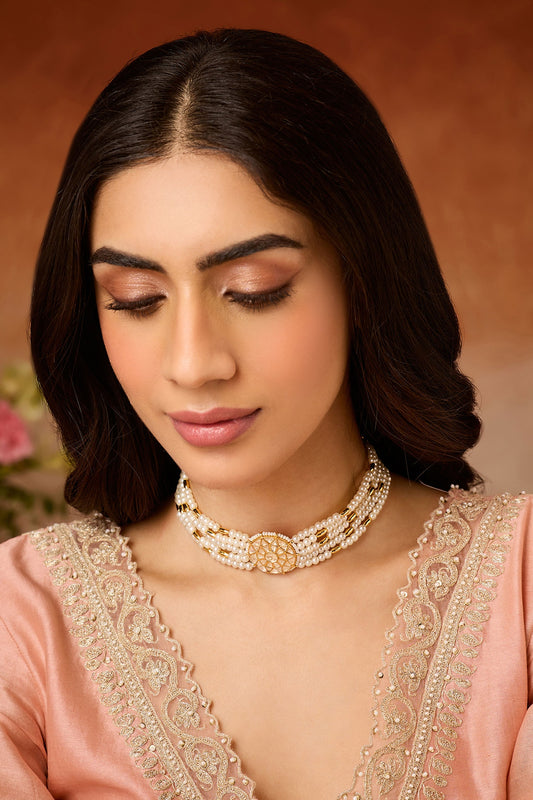 Kundan & Pearl Choker Necklace 