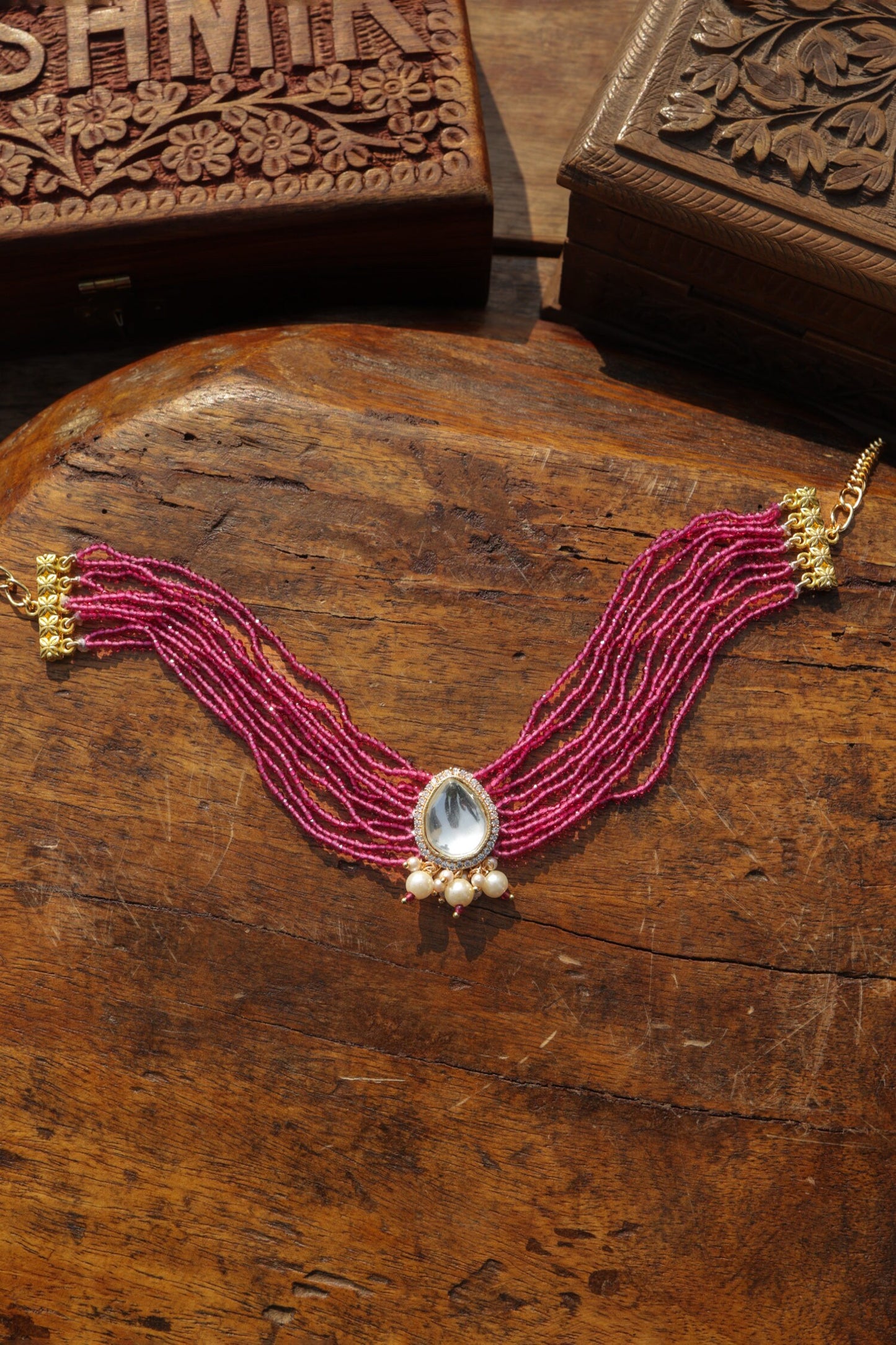 Pink Polki Necklace 