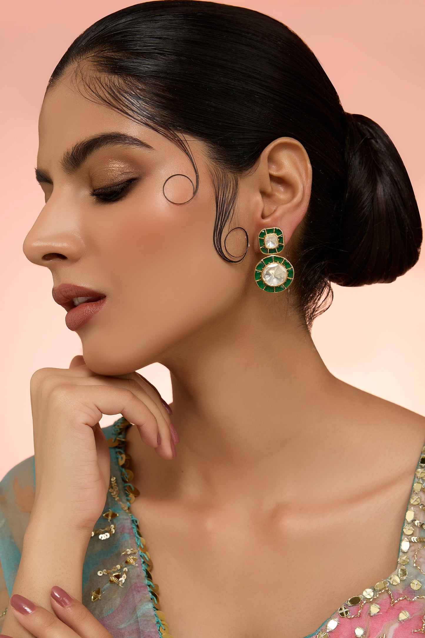 Green Moissanite Stone Earrings 