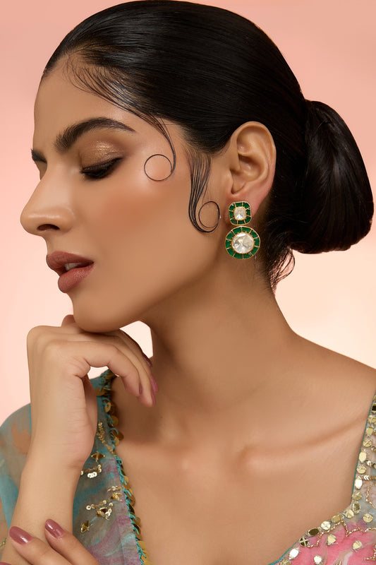 Green Moissanite Stone Earrings 