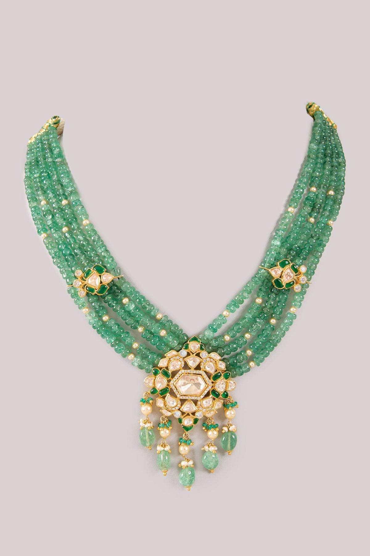Panna Moissanite Bead Necklace 