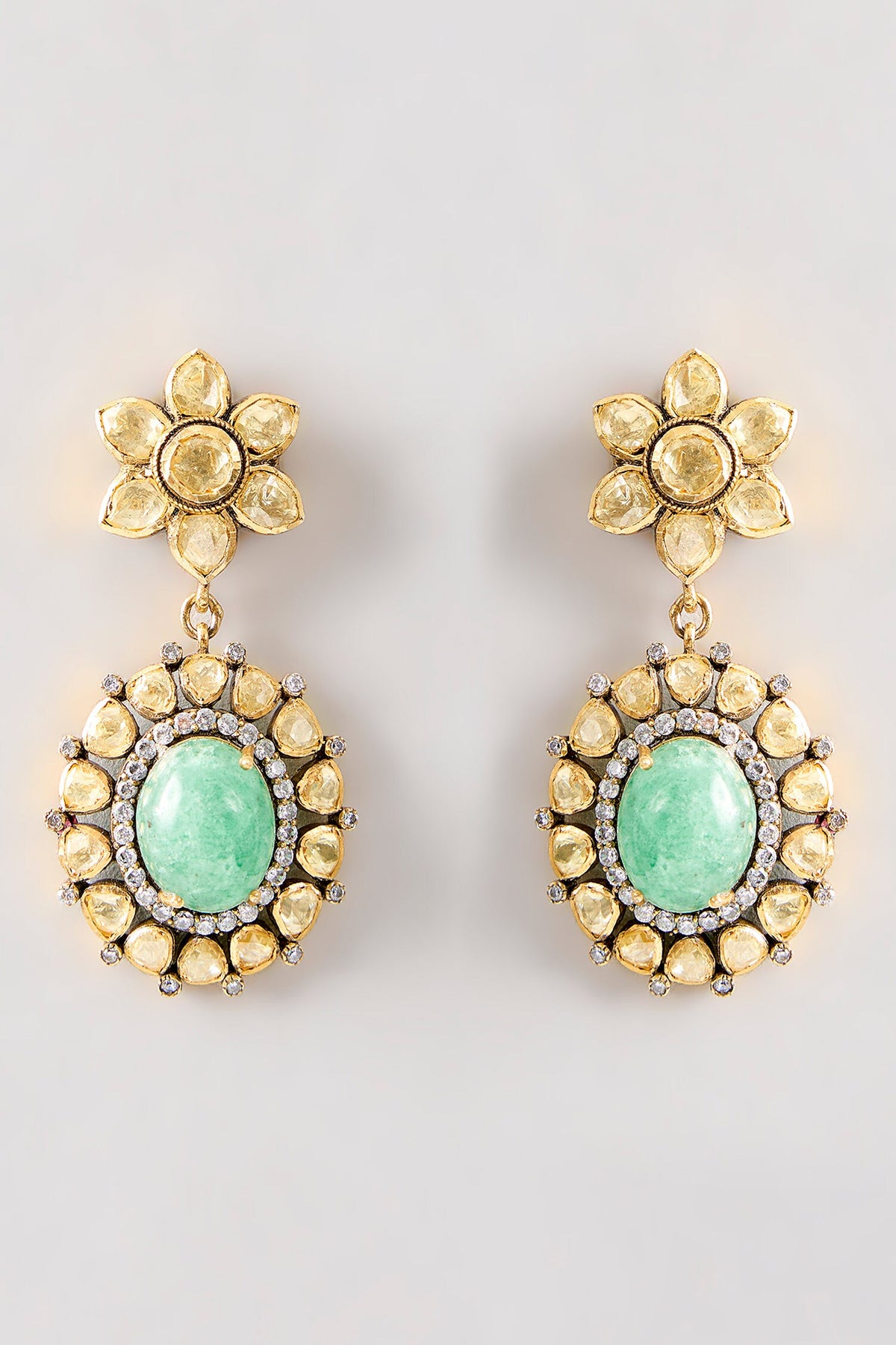 Rani Moissanite Stone Beaded Earrings 