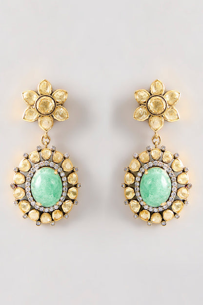 Rani Moissanite Stone Beaded Earrings 