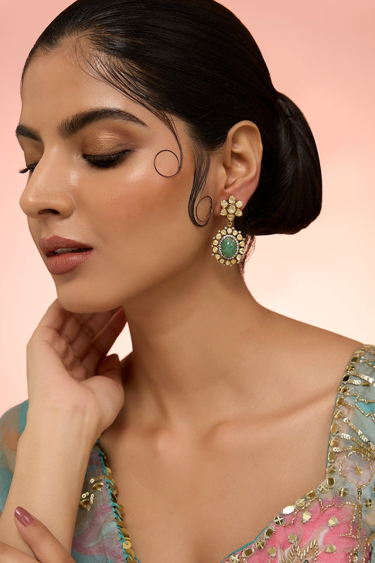 Rani Moissanite Stone Beaded Earrings 