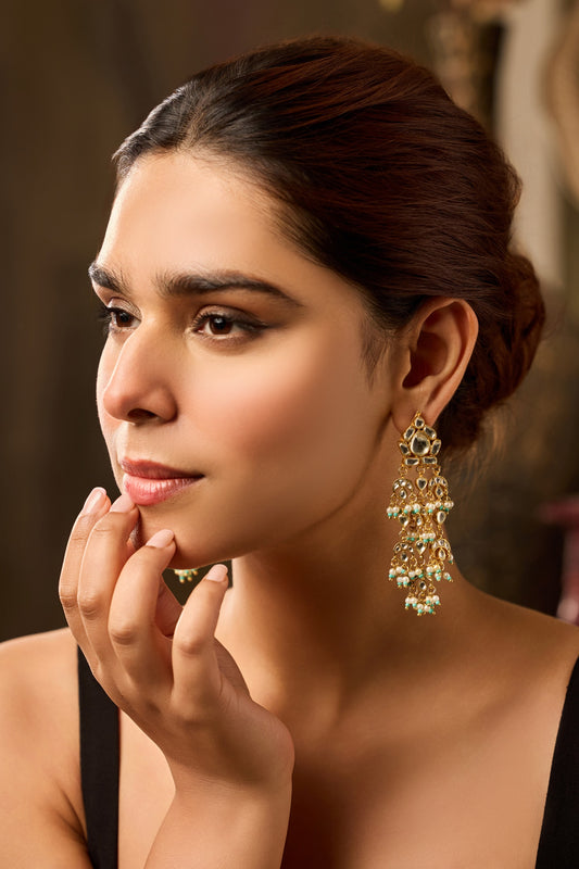 Turquoise Kundan Earrings 