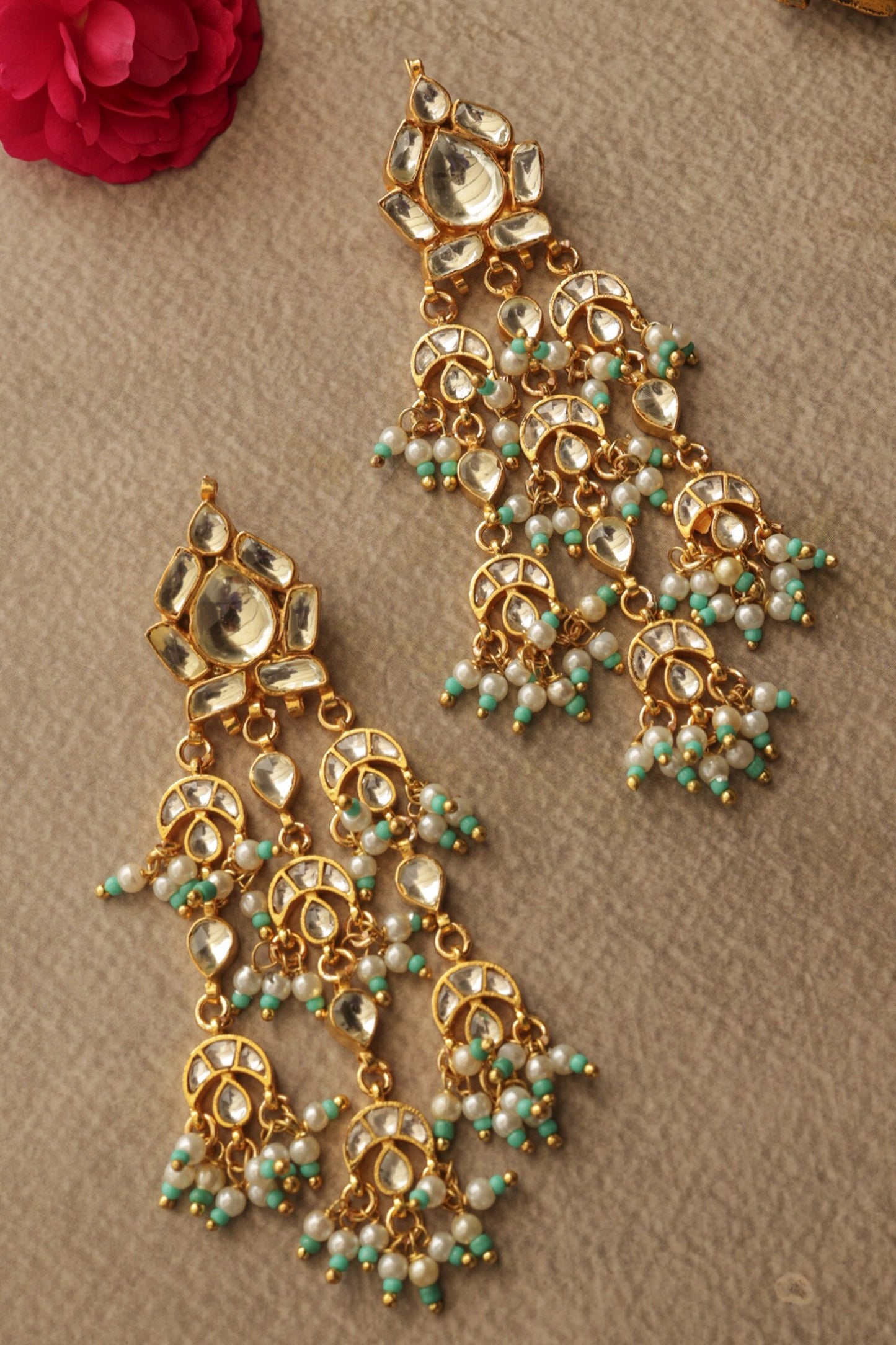 Turquoise Kundan Earrings 