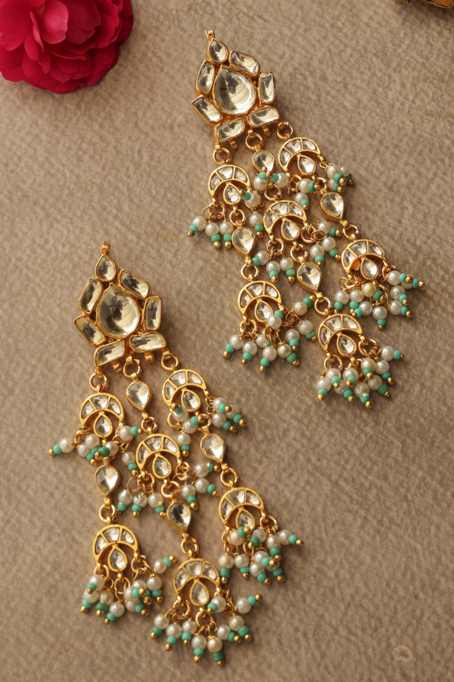 Turquoise Kundan Earrings 