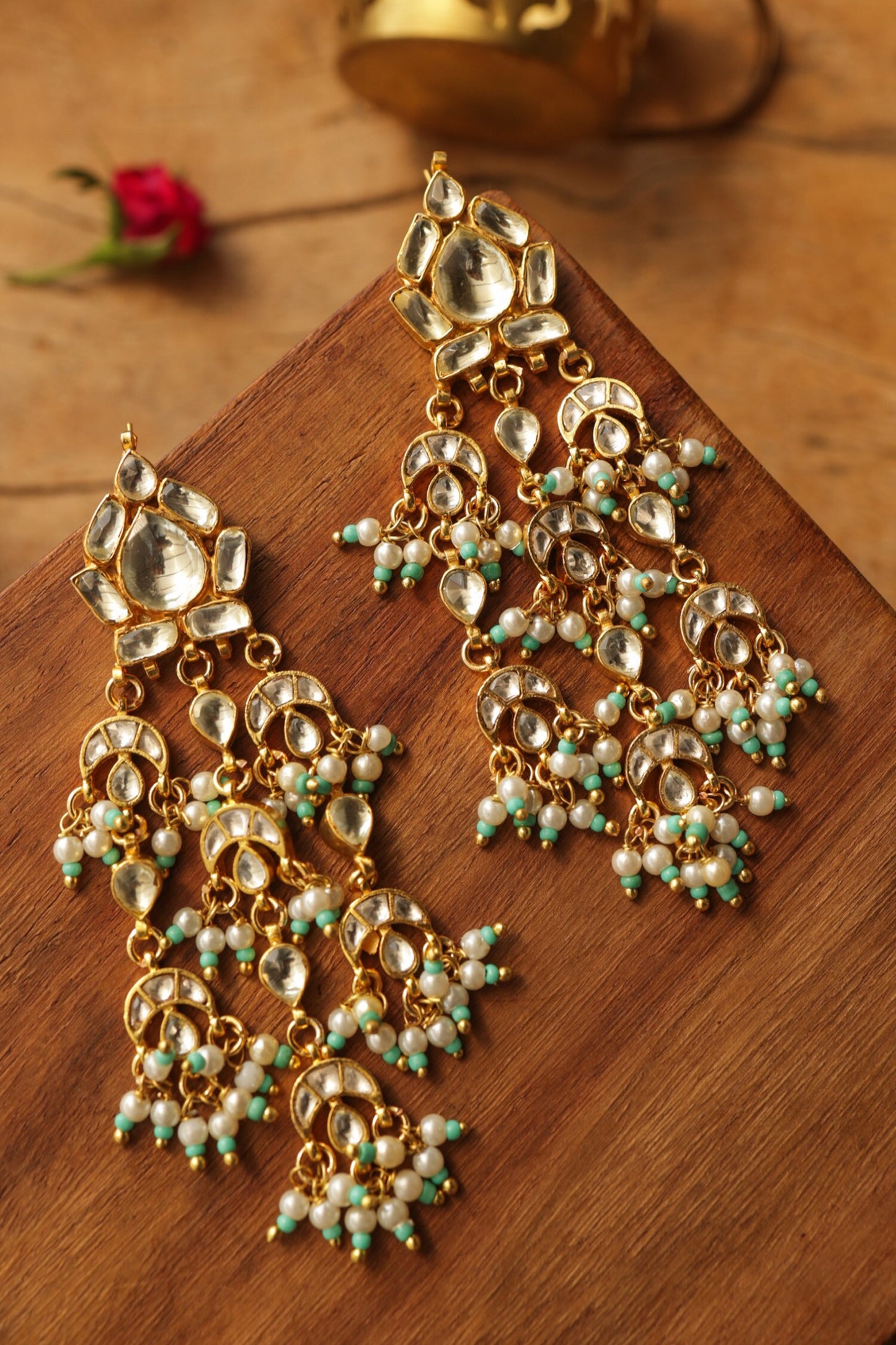 Turquoise Kundan Earrings 