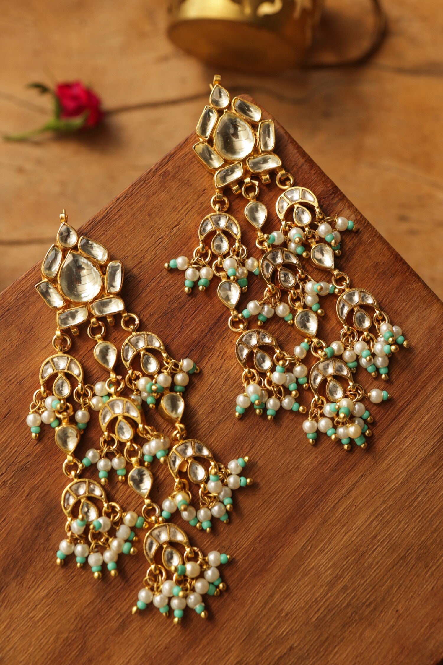 Turquoise Kundan Earrings 