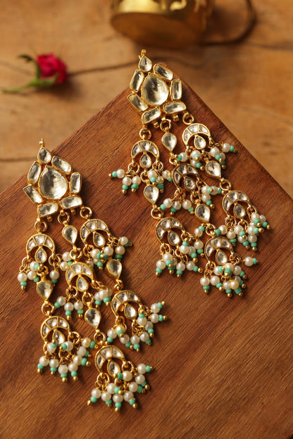 Turquoise Kundan Earrings 