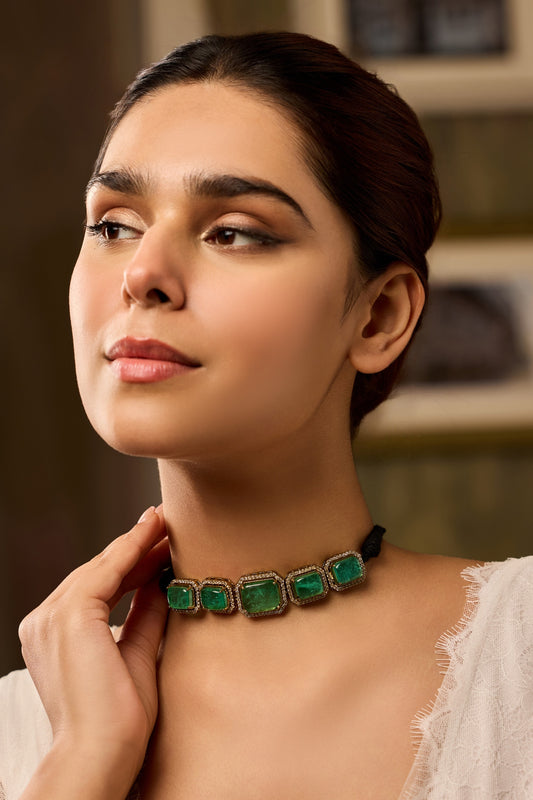 Mint Doublet Stone Choker Necklace 