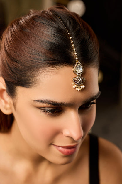 Polki Maangtikka with Cubic Zirconia 