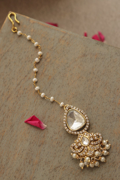 Polki Maangtikka with Cubic Zirconia 