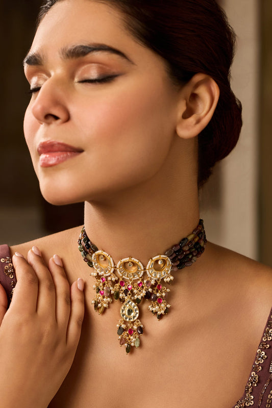 Multicolored Kundan Choker Necklace 