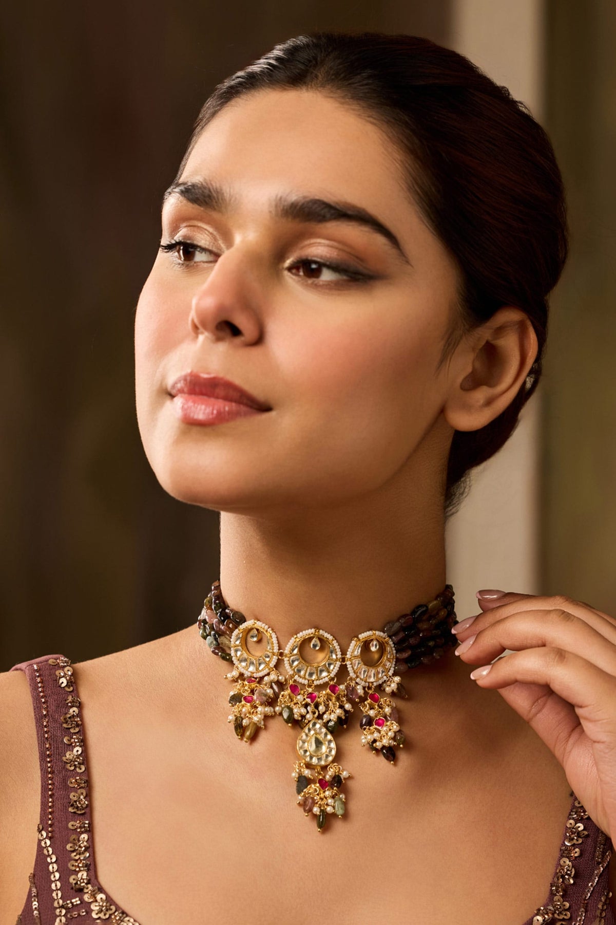 Multicolored Kundan Choker Necklace 
